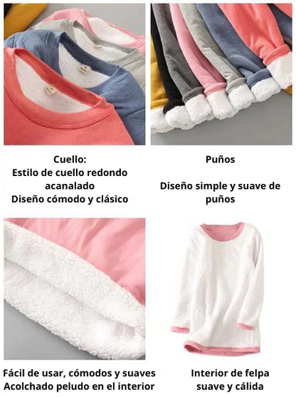 Nueva Sudadera de Algodón con Felpa Interior para Mujer